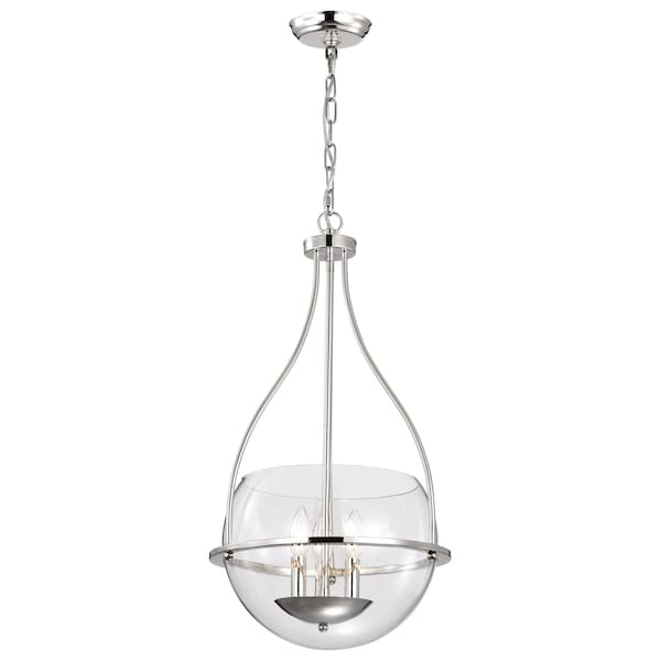 Amado 3-Light Pendant 14 In. Polished Nickel Clear Glass